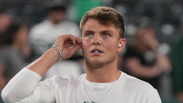 Jets' QB Zach Wilson prior to facing the Chiefs on SNF